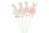 EASTER STICK FLUFFY BUNNY WHITE/PINK ASS P/1 50CM