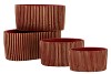 STRIPES RED GOLD OVAL POT 15X9X9CM NM