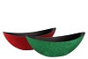 MELAMINE SHINE GREEN/RED BOAT OVAL 39X12X13CM