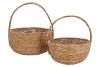 SEAGRASS LAOS STRAW BASKET NATURAL HANDLE S/2 27X15CM NM