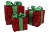 SPARKLE RED/GREEN GIFTBOX WITH LED S/3 25X20CM