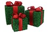 SPARKLE RED/GREEN GIFTBOX WITH LED S/3 25X20CM