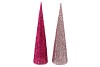 SPARKLE FUCHSIA/PINK CONE TREE LED30 ASS 90X21X27CM