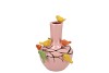 BIRD VASE LIGHT PINK TUBE 16X17CM NM