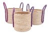 VENICE PINK/LILA BASKET HANDLES SET 3 35X28/32X26/26X25 NM