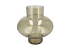 MIRA OLIVE GREEN GLASS BULB LOW VASE 30X30X30CM