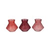 ROMAN RED CLEAR MIX DIAMOND GLASS VASE ASS 13X13CM NM