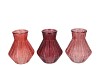 ROMAN RED CLEAR MIX DIAMOND GLASS VASE ASS 15X21CM