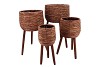 LOFTIER DARK BROWN BASKET SET 4 18X44/24X52/32X60/38X65CM