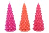 FROSTY FUCHSIA MIX X-MAS TREE CANDLE 9X20CM ASS