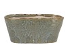 IRON STONE LIGHT BLUE GLAZED OVAL POT 28X15X13CM