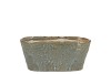 IRON STONE LIGHT BLUE GLAZED OVAL POT 23X9X10CM