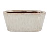 IRON STONE WHITE GLAZED OVAL POT 28X15X13CM