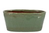 IRON STONE GREEN GLAZED OVAL POT 28X15X13CM