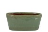 IRON STONE GREEN GLAZED OVAL POT 25X13X11CM