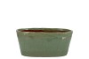 IRON STONE GREEN GLAZED OVAL POT 23X9X10CM NM