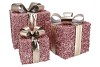 SPARKLE PINK GIFTBOX WITH LED SET 3 15/20/25CM