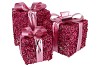 SPARKLE FUCHSIA GIFTBOX WITH LED SET 3 15/20/25CM