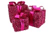 SPARKLE FUCHSIA GIFTBOX WITH LED SET 3 15/20/25CM