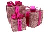 SPARKLE FUCHSIA GIFTBOX WITH LED SET 3 15/20/25CM