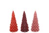 FROSTY RED MIX X-MAS TREE CANDLE 6X12CM ASS