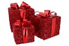 SPARKLE RED GIFTBOX WITH LED SET 3 15/20/25CM