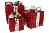 SPARKLE RED GIFTBOX WITH LED SET 3 15/20/25CM