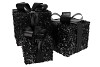 SPARKLE BLACK GIFTBOX WITH LED SET 3 15/20/25CM