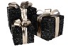 SPARKLE BLACK GIFTBOX WITH LED SET 3 15/20/25CM