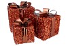 SPARKLE COPPER GIFTBOX WITH LED SET 3 15/20/25CM