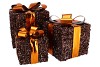 SPARKLE COPPER GIFTBOX WITH LED SET 3 15/20/25CM