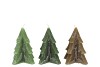 FROSTY GREEN MIX PINE TREE CANDLE 9X12CM ASS