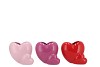 LOVE SWEET PINK MIX VASE 2 HEARTS ASS 17X11X14CM