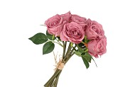 SILK ROSES BOUQUET 7X DARK PINK 26X20X30CM