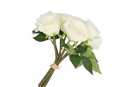 SILK ROSES BOUQUET 7X WHITE 26X20X30CM