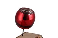 GLASS SPHERE SHADED RED 8CM ON PIN L15CM