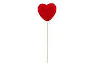 PICK RED HEART FLOCK ON STICK 15X7+60CM