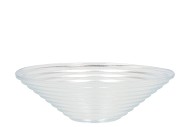 GLASS BOWL RIBBED CONIC 23X23X7CM