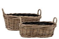 RATTAN BASKET RECTANGLE 44X21X17CM + HANDLES H24CM 2-PIECES