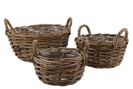 RATTAN BOWL BASKET HIGH 3PCS 40X27CM NM