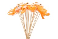 STICK-INS BIRD ON STICK ORANGE 11X4X50CM SET OF 25