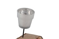 TEA LIGHT MATT SILVER ON STICK 7X7CM (+STICK L15CM)