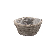 WICKER BOWL BASKET ROUND GREY 19X9CM