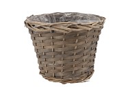 WICKER BASKET POT ROUND GREY  22X18CM