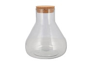 GLASS MILK BOTTLE ROCA CLEAR CORK 22X25CM