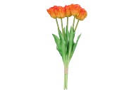 SILK TULIP BOUQUET PAPAGAYO 5X ORANGE 39CM NM