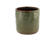 IRON STONE GREEN GLAZED POT 13X13CM NM