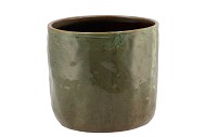 IRON STONE GREEN GLAZED POT 19X17CM NM