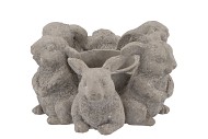 EASTER RABBIT STONE BOWL 26X21X13CM