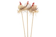 EASTER STICK FLUFFY CHICKEN NEST NATURAL ASS P/1 50X8CM